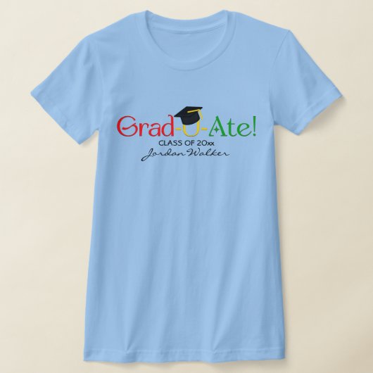 パーソナライズ Grad-U-Ate 卒業パロディ 20xx 年卒業 Tシャツ (レイダウン)