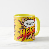 パーソナライズ HERO コミック ポップアート マグカップ (正面右)
