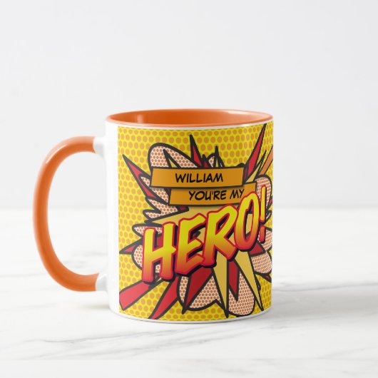 パーソナライズ HERO コミック ポップアート マグカップ (左)