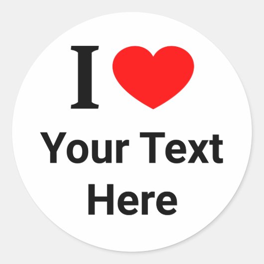 パーソナライズ I ❤️ I LOVE I HEART ラウンドシール (正面)
