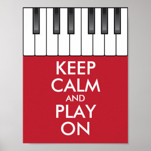 パーソナライズ KEEP CALM and PLAY ON -キーボードピアノ ポスター
