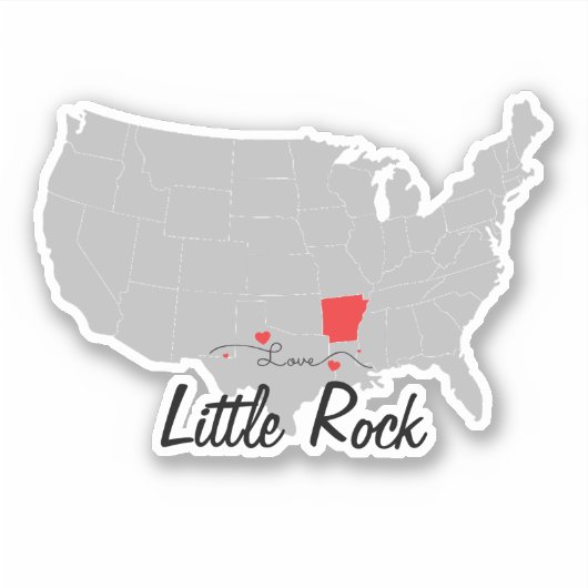 パーソナライズ – Little Rock, Arkansas Map US シール (正面)