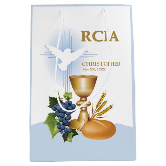 パーソナライズ, RCIAおめでとうカトリック聖餐式 ミディアムペーパーバッグ (正面)