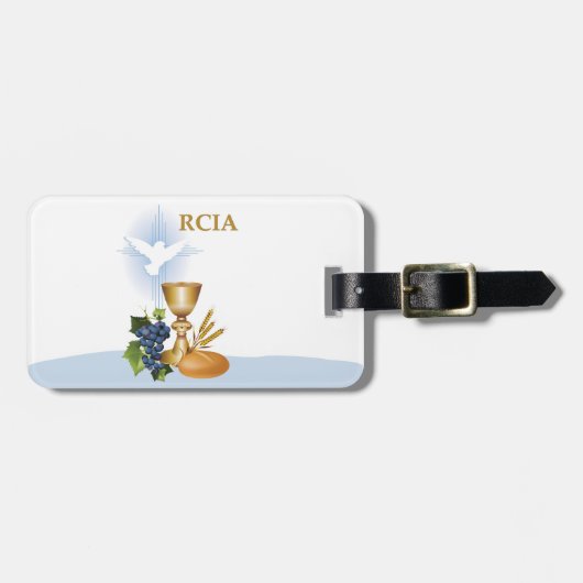 パーソナライズ， RCIAおめでとうカトリック聖餐式 ラゲッジタグ (正面横)