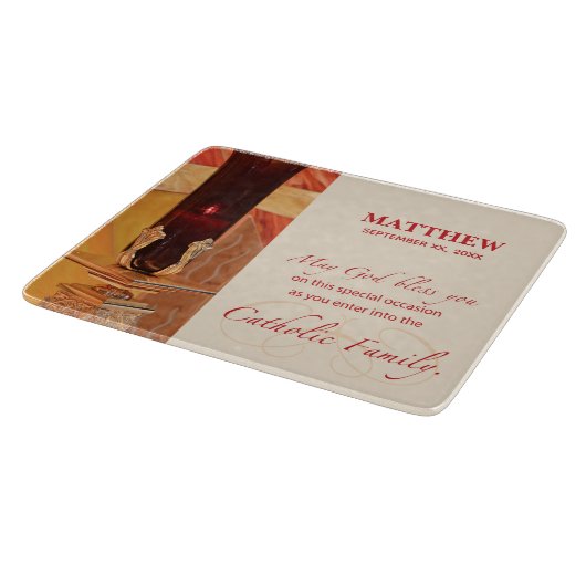 パーソナライズ， RCIAおめでとう，カトリック，赤 カッティングボード (角)
