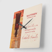 パーソナライズ， RCIAおめでとう，カトリック，赤 スクエア壁時計 (傾斜)