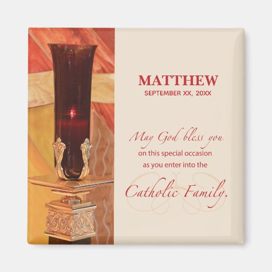 パーソナライズ, RCIAおめでとう,カトリック,赤 マグネット (正面)