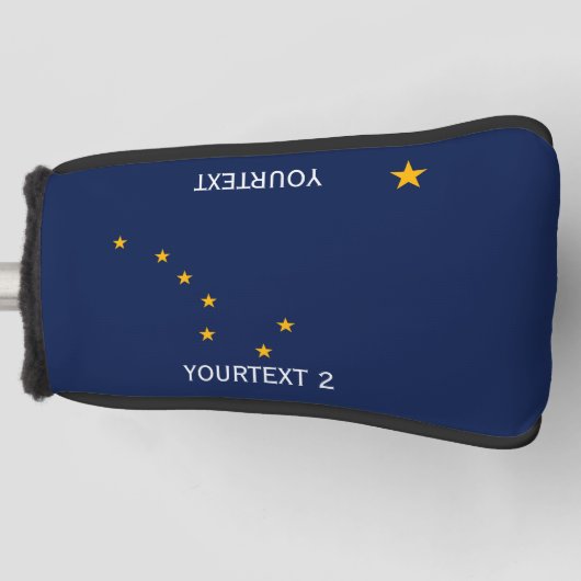 パーソナライズaのあなたの文字のアラスカの州の旗 ゴルフヘッドカバー (正面)