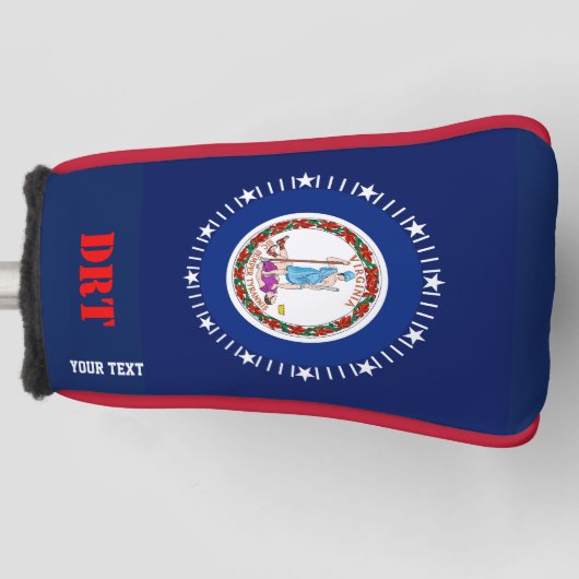 パーソナライズaのあなたの文字のヴァージニアの州の旗 ゴルフヘッドカバー (正面)