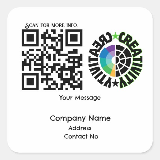 パーソナライズBGを持つ会社のギフトQRcode スクエアシール (正面)