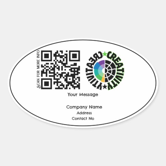 パーソナライズBGを持つ会社のギフトQRcode 楕円形シール (正面)
