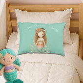 パーソナライズBohoガールマーメイドライトブルーラウンド アクセントクッション