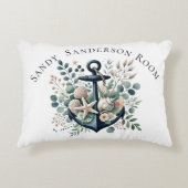 パーソナライズBohoブルー沿岸いかりラウンド アクセントクッション (正面)