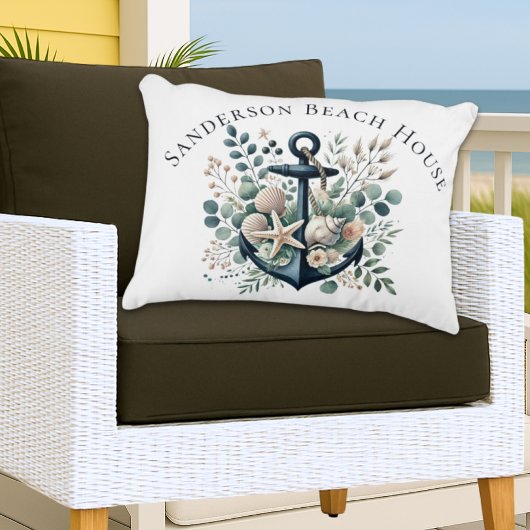 パーソナライズBohoブルー沿岸いかりラウンド アクセントクッション