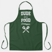 パーソナライズDude+with+the+FoodグリーンBBQ エプロン (正面)