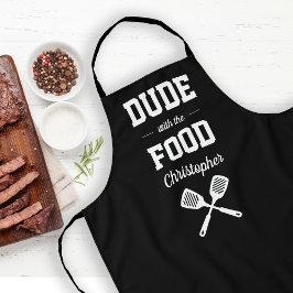 パーソナライズDude+with+the+Food ブラックグリル エプロン