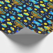 パーソナライズHANUKKAHブルー金ゴールドラッピング紙 ラッピングペーパー (角)