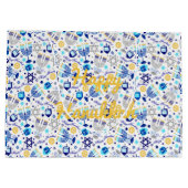 パーソナライズHAPPY HANUKKAHホリデイ抱き枕 ラージペーパーバッグ (裏面)