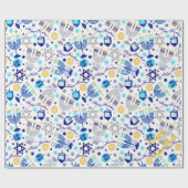 パーソナライズHAPPY HANUKKAHホリデーラッピング紙 ラッピングペーパー (フラット)