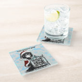 パーソナライズLGreyBGでMenu3 QRcodeをスキャン ガラスコースター (アングル)