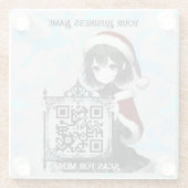 パーソナライズLGreyBGでMenu3 QRcodeをスキャン ガラスコースター (裏面)