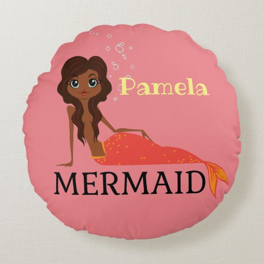 パーソナライズMermaidデザイン ラウンドクッション (正面)