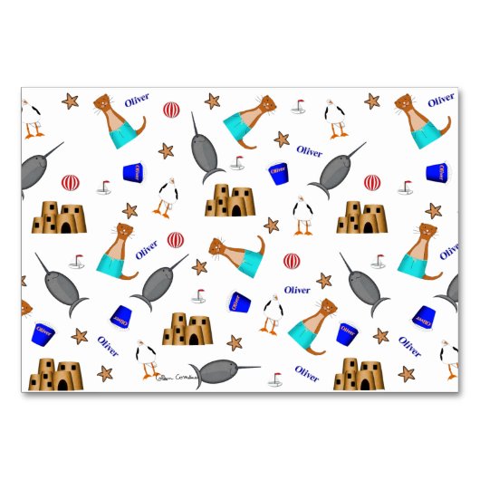 パーソナライズOliver The Otter Summerビーチ テーブルナンバー (正面)