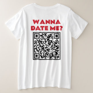 パーソナライズQRコード – デート/プロポーズ クール プラスサイズTシャツ