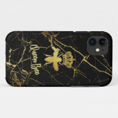パーソナライズQUEEN BEE金ゴールドブラックマーブルフォンケース Case-Mate iPhoneケース (裏面(横))