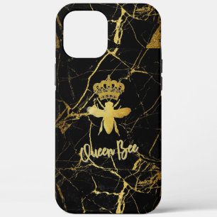 パーソナライズQUEEN BEE金ゴールドブラックマーブルフォンケース iPhone 12 PRO MAX ケース