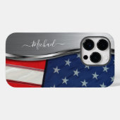 パーソナライズUSAフラグ銀フェイク金旋回 Case-Mate iPhoneケース (裏面 (横))