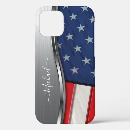 パーソナライズUSAフラグ銀フェイク金旋回 Case-Mate iPhoneケース (裏面)
