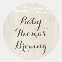 パーソナライズwベビー名素朴- Baby Shower Seal ラウンドシール