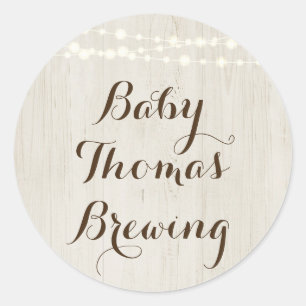 パーソナライズwベビー名素朴- Baby Shower Seal ラウンドシール