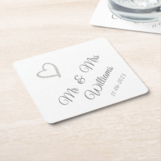 パーソナライ結婚ズの正方形紙コースター スクエアペーパーコースター (アングル)