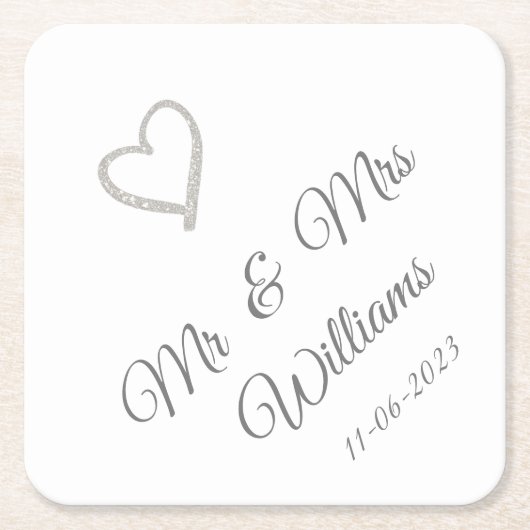パーソナライ結婚ズの正方形紙コースター スクエアペーパーコースター (正面)