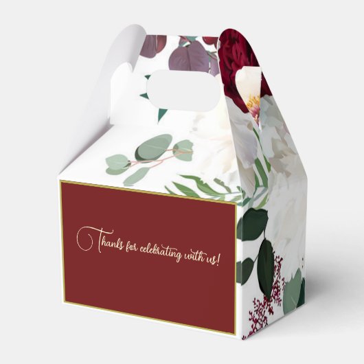 パーソナライ結婚ズの赤いバラ牡丹Dahlia Astilbe フェイバーボックス (裏面サイド)