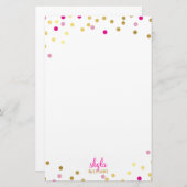 パーソナルかわいい魅力的な金ゴールドかわいらしピンク紙吹雪 便箋 (正面/裏面)