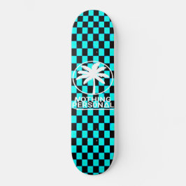 パーソナルな要素は黒と青のグラデーション チェック柄 スケートボード