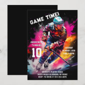 パーソナルアイスホッケースポーツバースデーパーティー 招待状 (正面/裏面)