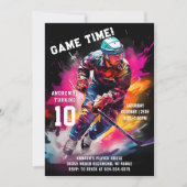 パーソナルアイスホッケースポーツ誕生日パーティー 招待状 (正面)