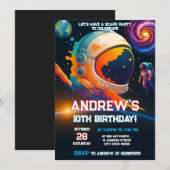 パーソナルアウター宇宙ロケット船の誕生日 招待状 (正面/裏面)