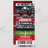 パーソナルアメリカンフットボールのゲームチケット誕生日 招待状 (正面/裏面)