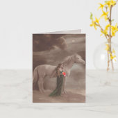 パーソナルアンティークウーマン&ホースファンタジーノートカード カード (黄色い花)