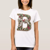 パーソナルイニシャルクリスマスホリー Tシャツ (正面)