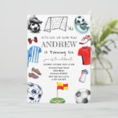 パーソナルウォーターカラーサッカー誕生日パーティー 招待状 (スタンド正面)