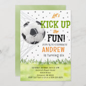 パーソナルウォーターカラーサッカー誕生日パーティー 招待状 (正面/裏面)