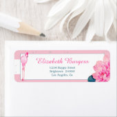 パーソナルエレガントピンクストライプのフラミンゴバラシルバー ラベル (インサイチュ)