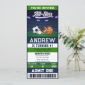 パーソナルオールスタースポーツチケット誕生日 招待状 (スタンド正面)