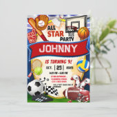 パーソナルオールスタースポーツテーマ誕生日パーティー 招待状 (スタンド正面)